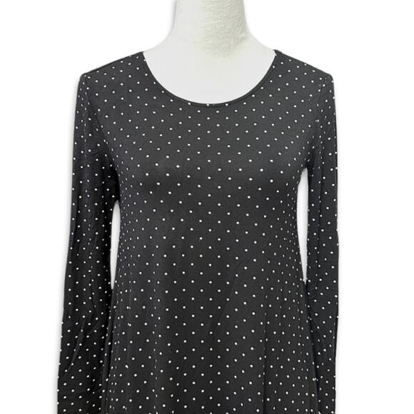 Old Navy A-Line Dress Polka Dot Print Long Sleeves Knee Length Black Women's S - Picture 2 of 8